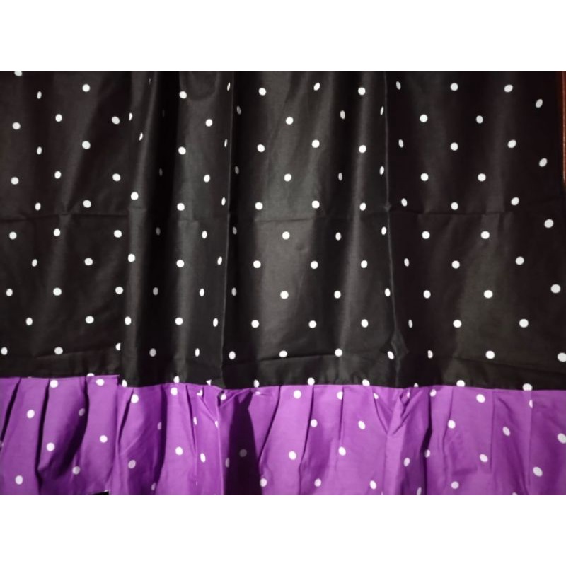 gorden kolong dapur / korden meja / tirai dapur motif polkadot hitam