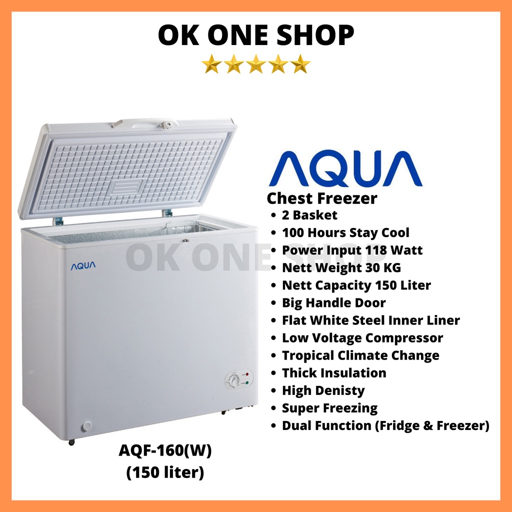 AQUA Chest Freezer 161 liter AQF-160(W) / AQF-160 W / AQF 160 W
