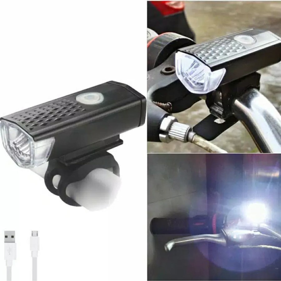 [BISA COD] Lampu Depan Sepeda LED 300LM Battery Charge  Bicycle LED USB Waterproof  Anti Air Original Box lengkap