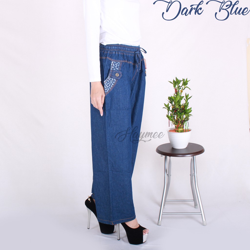 HaymeeStore Celana  Kulot  Jeans Denim Panjang Wanita Celana  