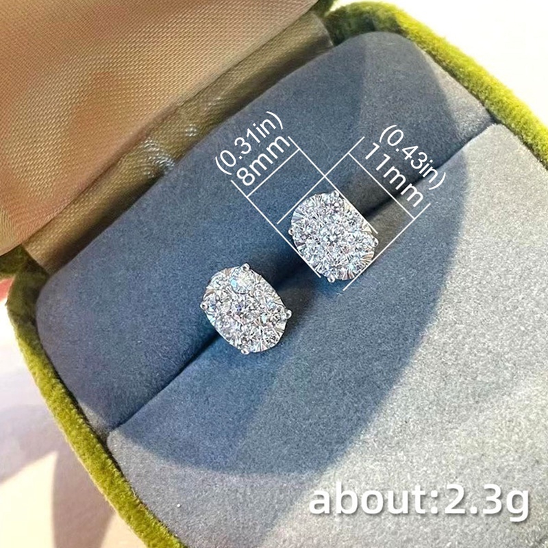 Anting Stud Bentuk Oval Bahan Cubic Zirconia Untuk Wanita