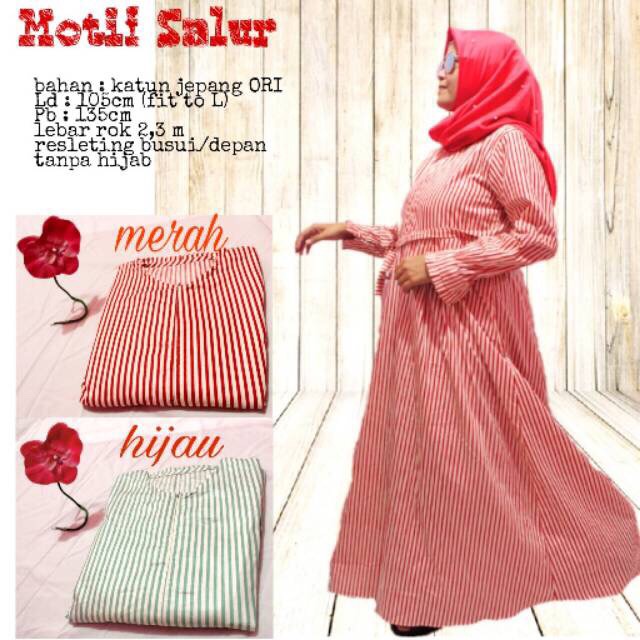Gamis Katun Jepang Ori Motif Salur