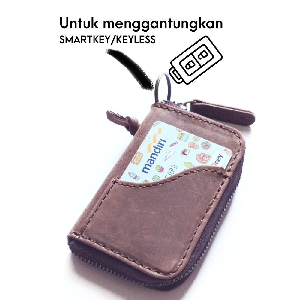 Dompet STNK Kunci Kulit Asli Gantungan Remote Keyless Mobil Motor