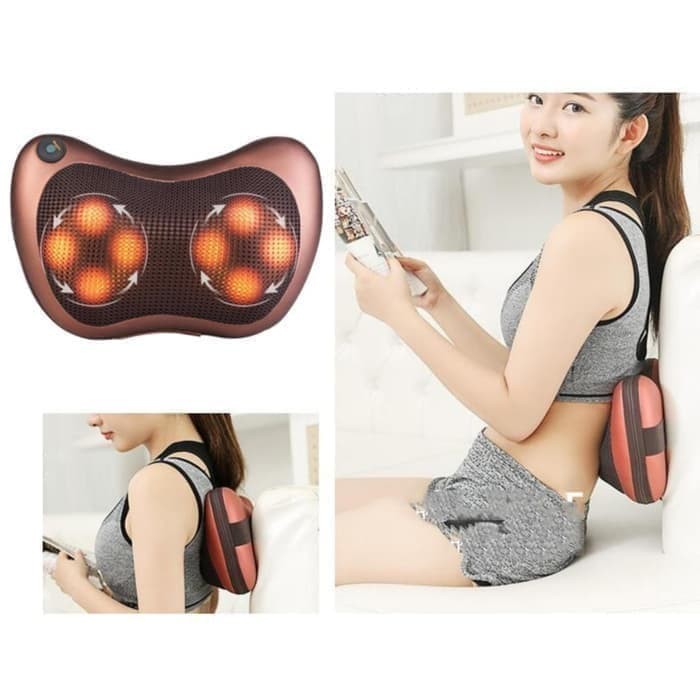 Bantal Pijat Shiatsu Mobil Car Heat Neck Massage Pillow infrared 8 Bola