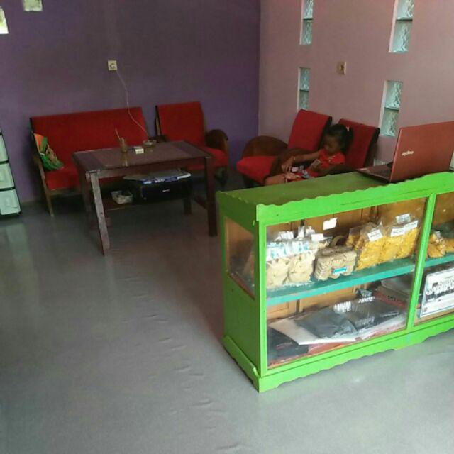 Perlak Lantai Meja Lebar 1,5m Karpet Vinyl Finil Motif Bercak Polos Bintik Hijau Abu Pink Murah