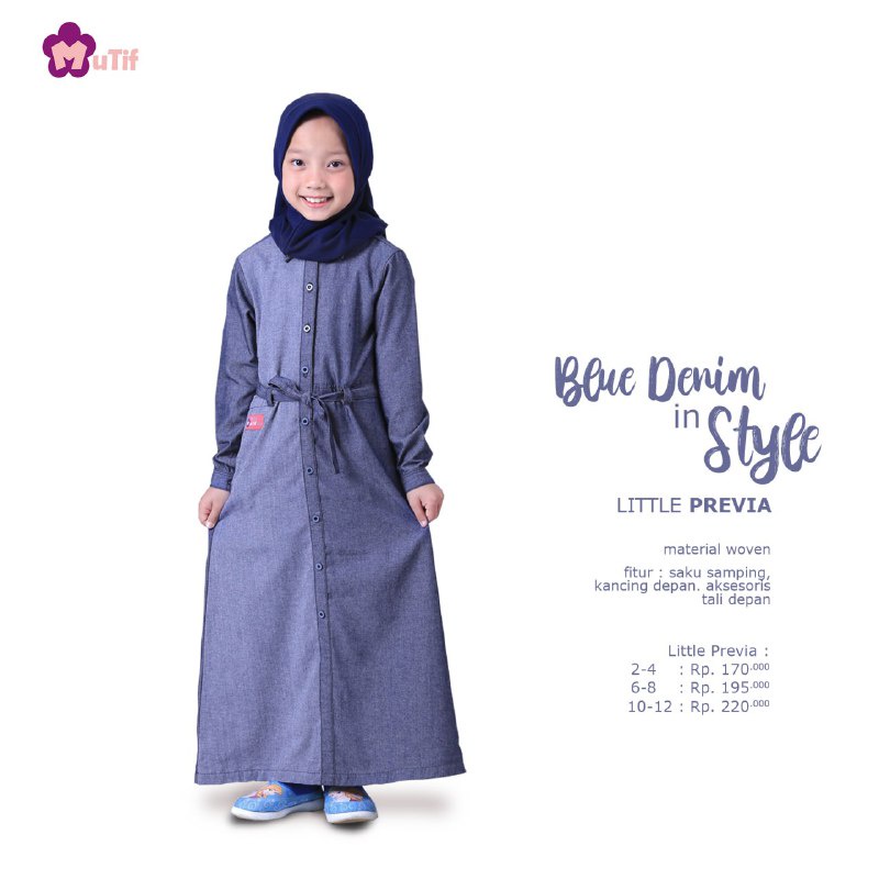 SARIMBIT MUTIF KOKO BRIO DAN GAMIS PREVIA Blue Indigo