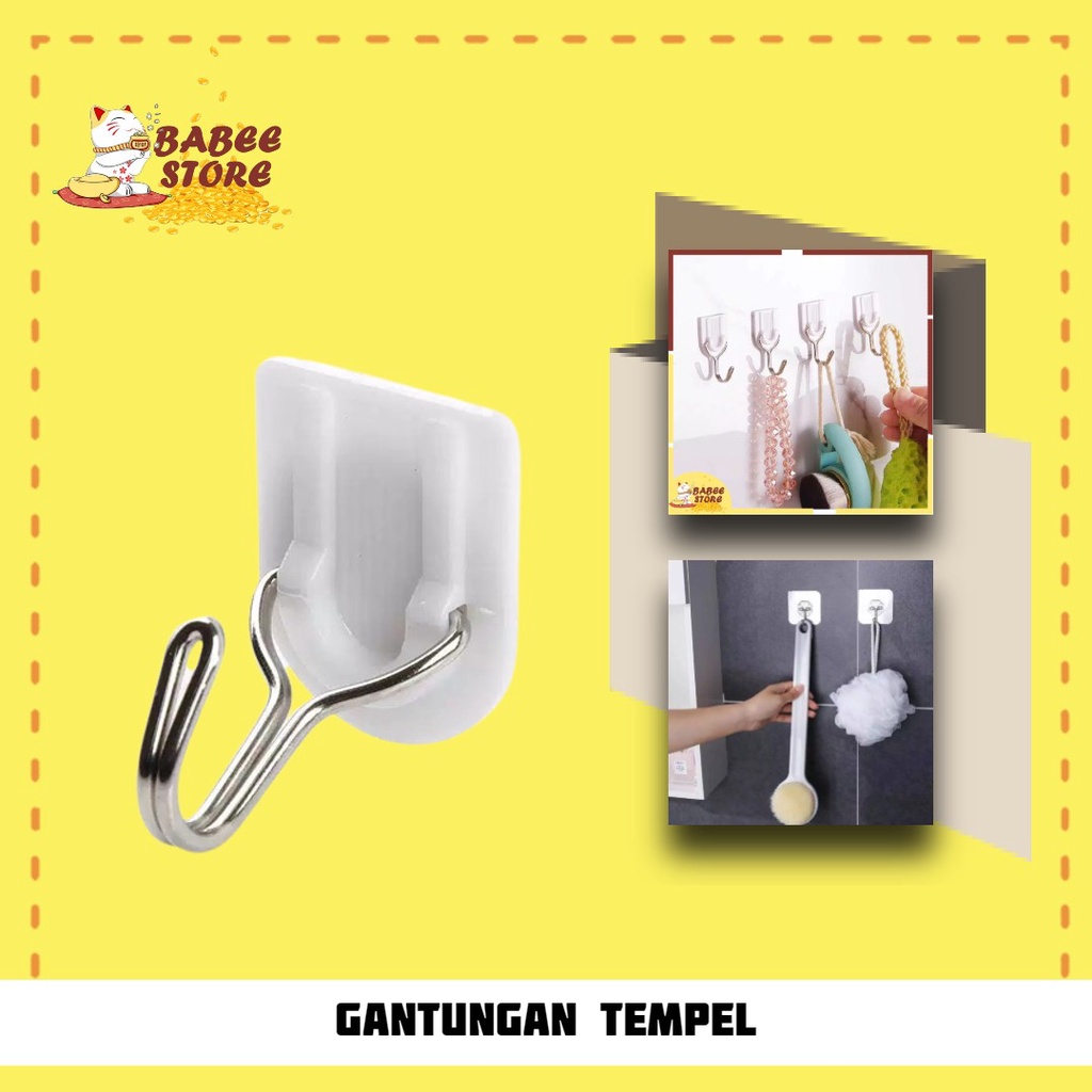 GANTUNGAN TEMPEL HOOK DINDING KAMAR MANDI DAPUR BENING &amp; PUTIH BAGUS MURAH MERIAH