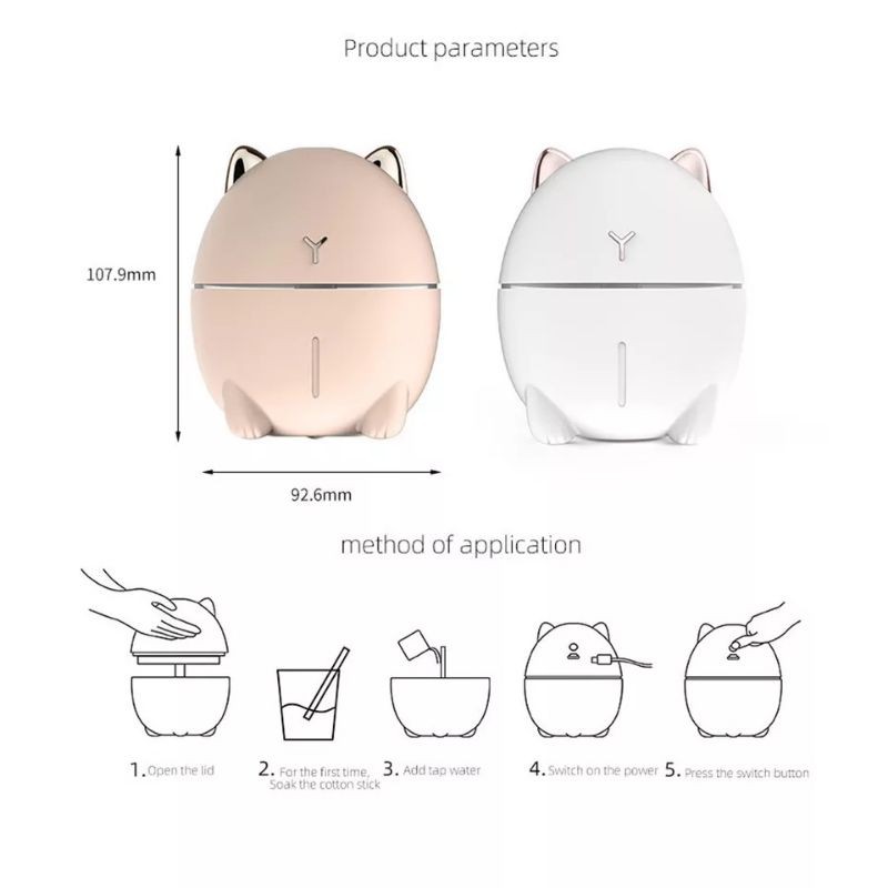 HUMIDIFIER PURIFIER DIFFUSER CAT KUCING LUCU 200ML AROMATHERAPY PELEMBAB UDARA RUANGAN