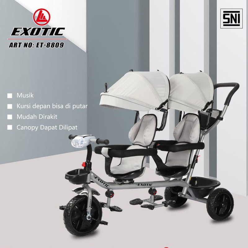 Sepeda Anak Kembar Baby Twin Tricycle Exotic