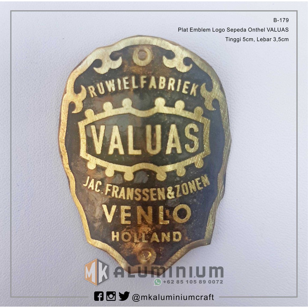 VALUAS - Plat Emblem Logo Sepeda Ontel Jawa Merk Valuas - B179 - MK Aluminium