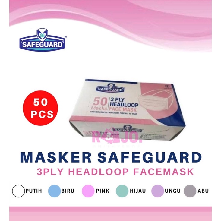 Masker SafeGuard Headloop 3ply isi 50 pcs