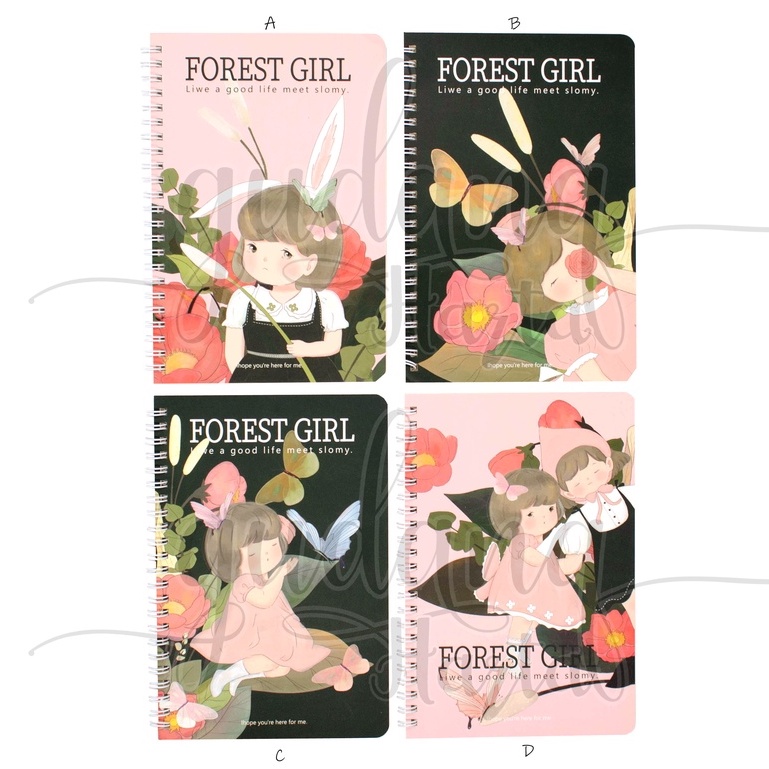 Notebook A5 Spiral Forest Girl Buku Motif Cewek Taman GH 308838