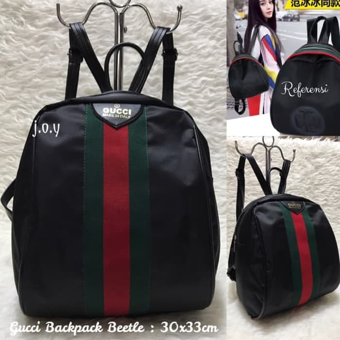 Tas Ransel Gucci Backpack wanita Parasut Tas punggung cewek - Hitam