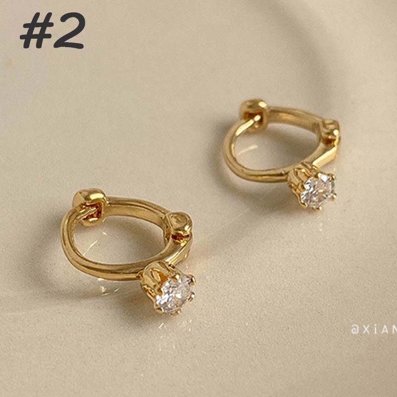 [ACKER] 24K Berlapis emas Mini ZirkonAnting Tumpukan Cubic Zirconia Cartilage Subang Kecil Huggie Piercing anting-anting Untuk Wanita