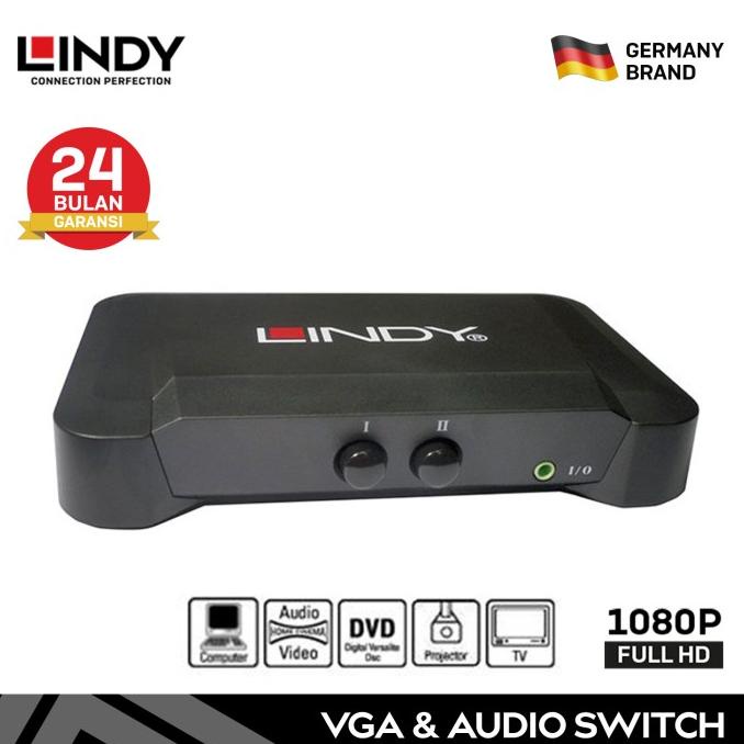 Lindy Swticher 2 Port Vga & Audio Switch Multi Sync Monitor Hd