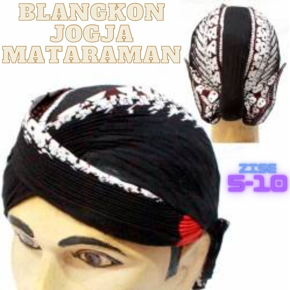 topi kupluk Blangkon lipat model jogja mataraman blangkon mataram halus hitam / blangkon jogja halus
