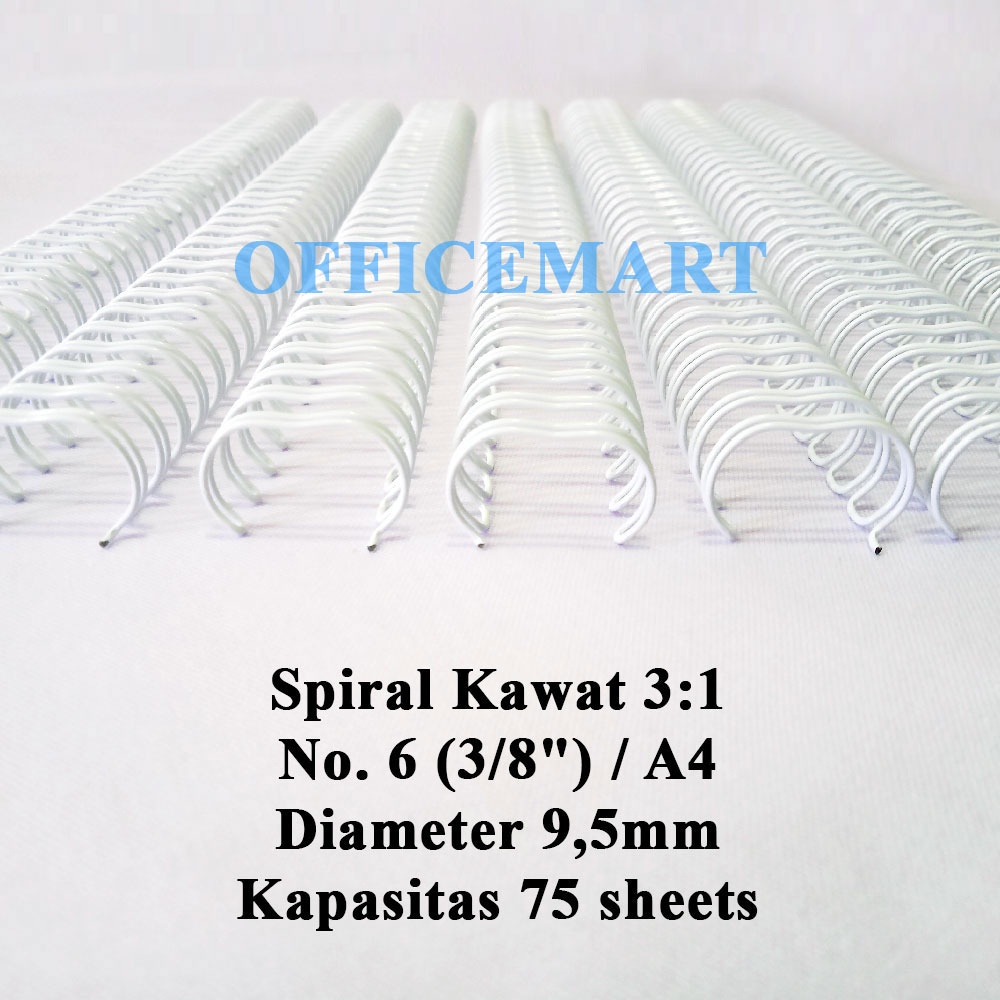 

JBI Spiral Kawat A4 3:1 No. 6 (3/8") - Putih (Box Isi 100 Batang)