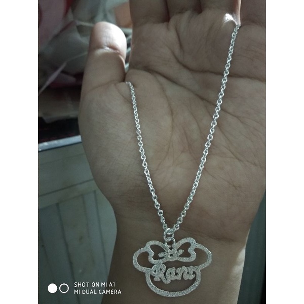 kalung nama anak mickey perak murni