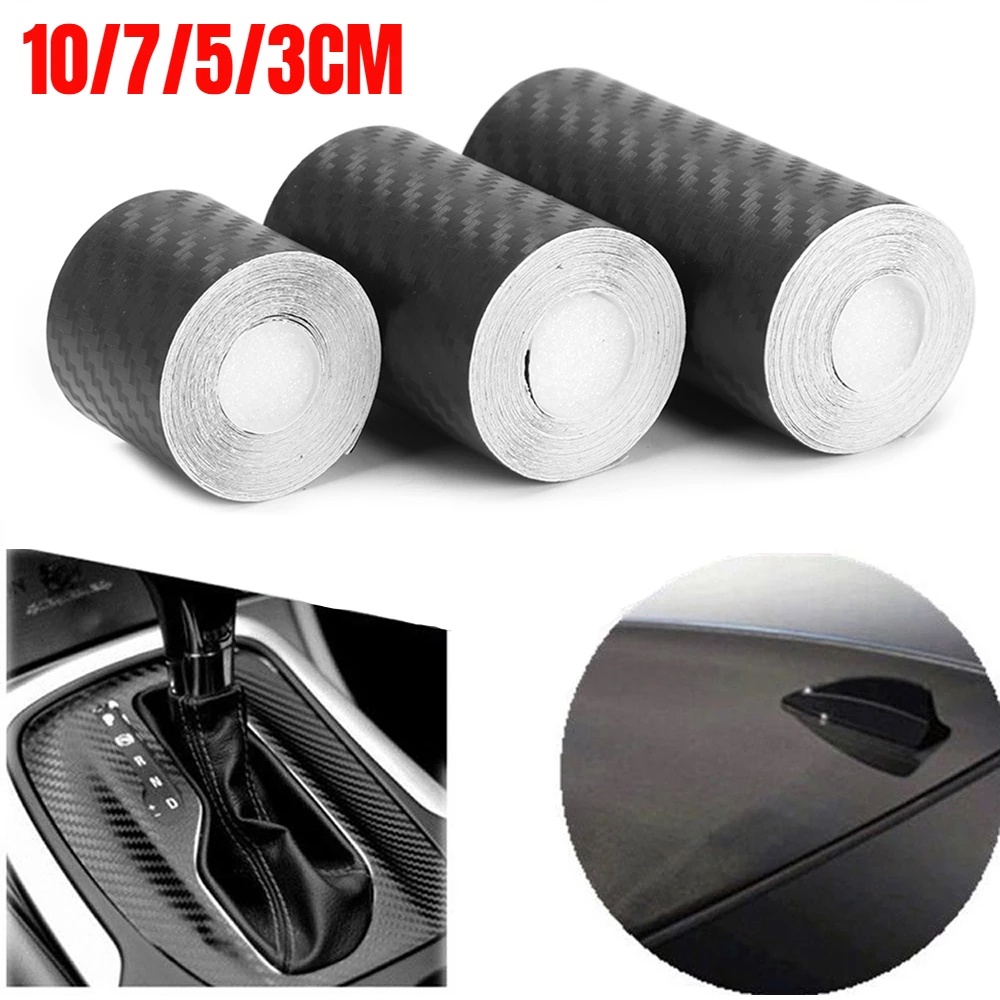 10/7/5/3CM 3D Carbon Fiber Car Sticker DIY Paste Protector Strip Auto Door Anti Scratch Tape