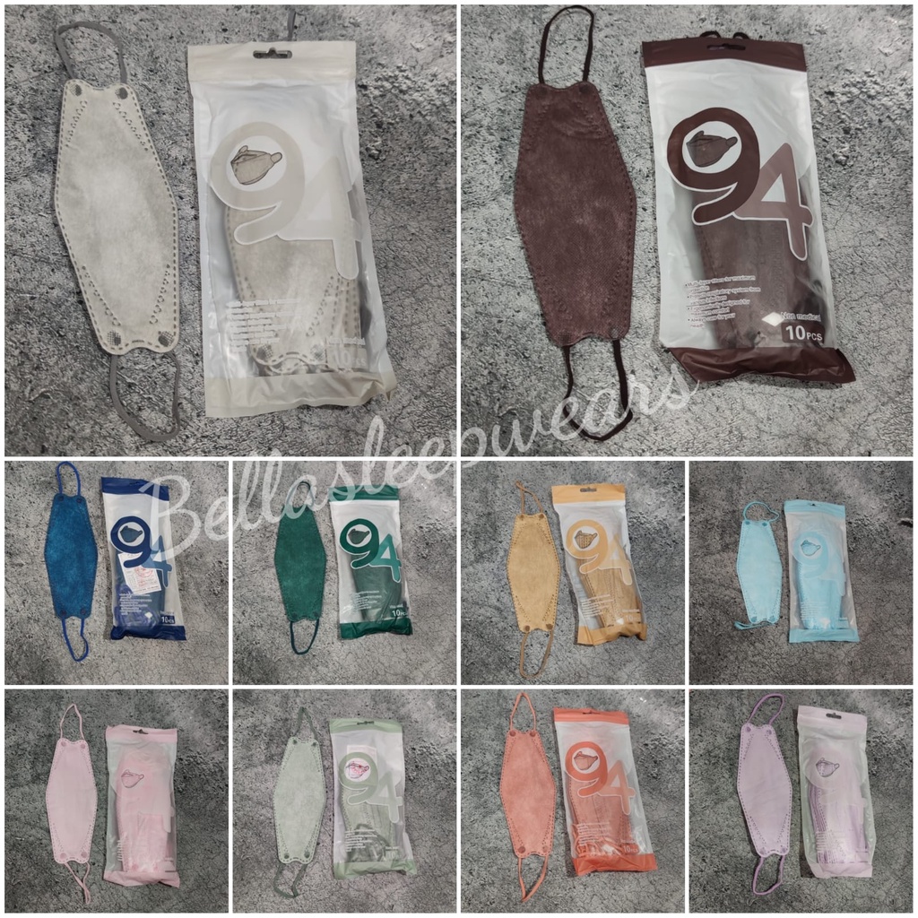 NEW PACK 94 KOREA DISPO - MASKER KF94 FISH MASK KOREA WARNA 4PLY TALI SENADA