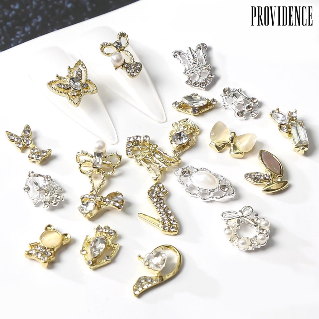 Providence 10pcs / Set Ornamen Kuku Aneka Bentuk Bahan Alloy Lapis Ab Gaya Vintage Untuk Wanita Charms