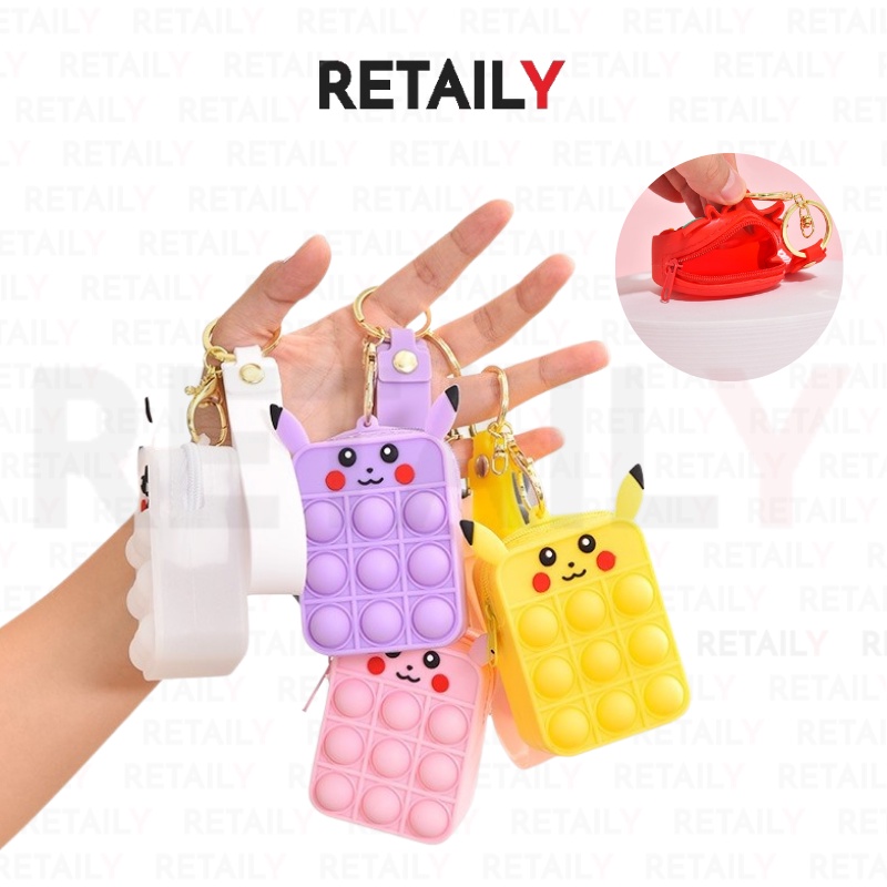 Retaily RY1440 Dompet Koin Pop It Mini Motif Buah Karakter  Gantungan Serbaguna