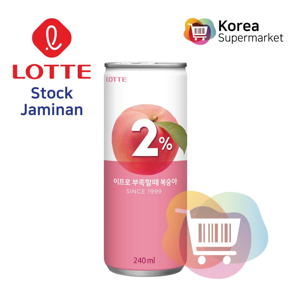 Lotte Refreshing Water 2% Peach 240ml/Minuman segar Rasa Buah Peach Asli Korea