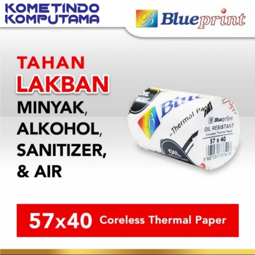 Oil 57x40 Kertas Struk TAHAN LAKBAN 57 x 40 BLUEPRINT Thermal Oil 57x40 mm 1Roll