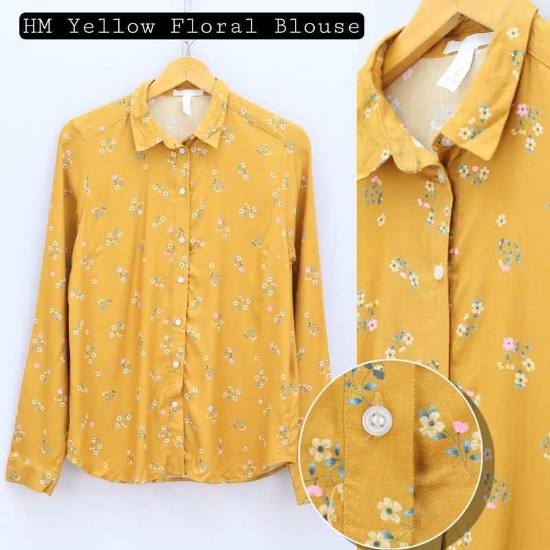 HNM YELLOW FLORAL BLOUSE | KEMEJA WANITA MEWAH
