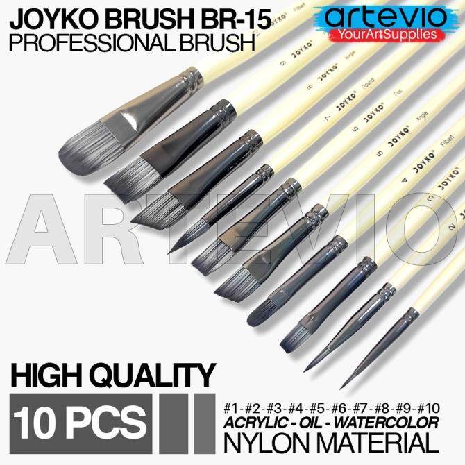 

Kuas Cat Air Minyak Lukis Acrylic Brush Joyko BR-15 1 Set 10 Pcs