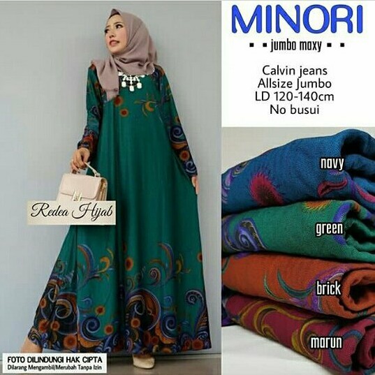 Gamis Jumbo Abstrak Calvin Minori / Maxi Dress Muslim Big Size XXXL Motif Murah