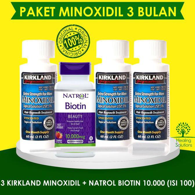 Paket Obat Penumbuh Brewok, Kumis, Rambut, Bulu-3 Minoxidil dan Biotin
