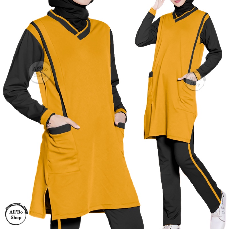 BEST SELLER BAJU SETELAN PAKAIAN TUNIK WANITA MUSLIM OLAHRAGA SENAM PANJANG JUMBO MUSLIMAH ZUMBA