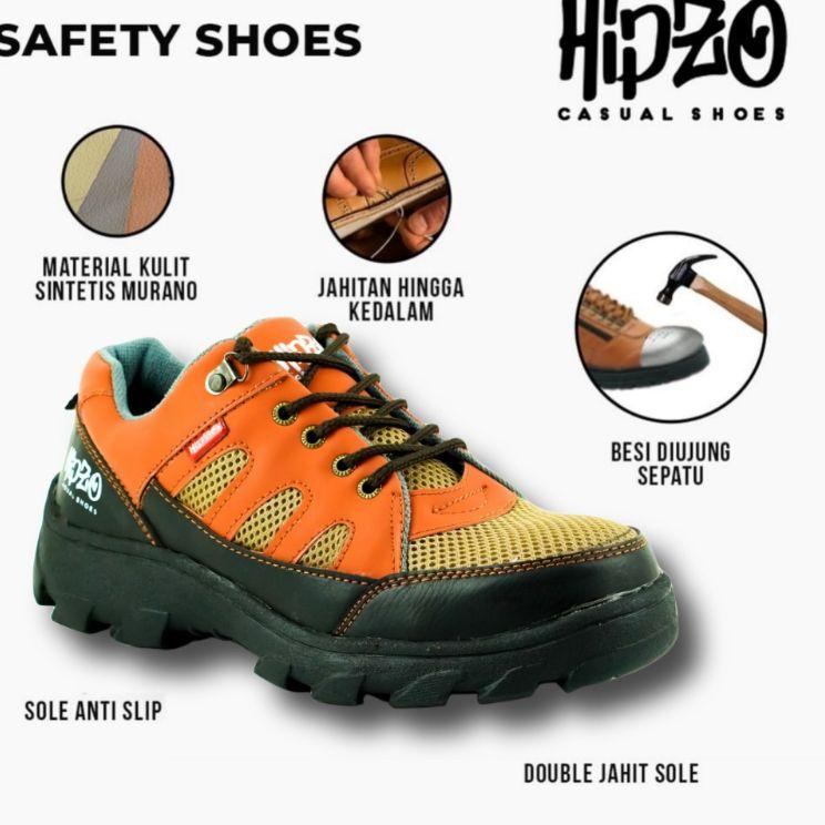 Harga Bersahabat.. Sepatu Safety Pria Premium M- 051 Hipzo Sepatu outdoor  Kerja Proyek Terbaru Sepatu ORIGINAL terlaris Ujung Besi Safety Sefty Shoes Pria Boots Krisbow Jogger King Cheetah