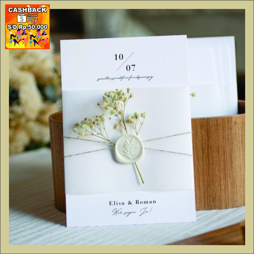 

INVITAION CARD WEDDING / UNDANGAN PERNIKAHAN / SINGLE HARDCOVER KODE QR STAMP WAX SEAL AMPLOP