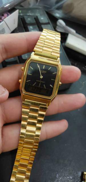 COD  Bayar Tujuan  Jam Tangan Pria / Wanita Casio Rantai Double Time AQ 230