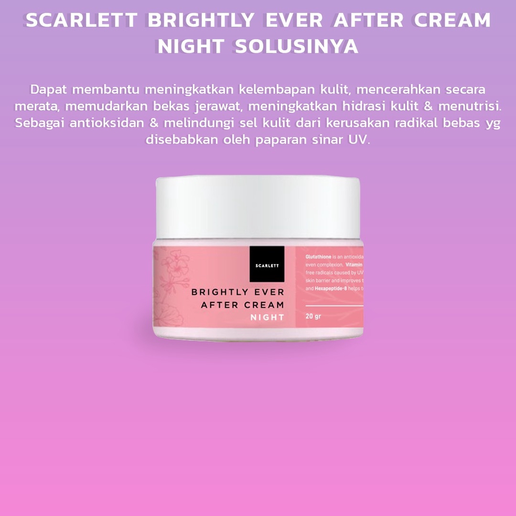 SCARLETT WHITENING BRIGHTLY NIGHT CREAM krim malam brightly