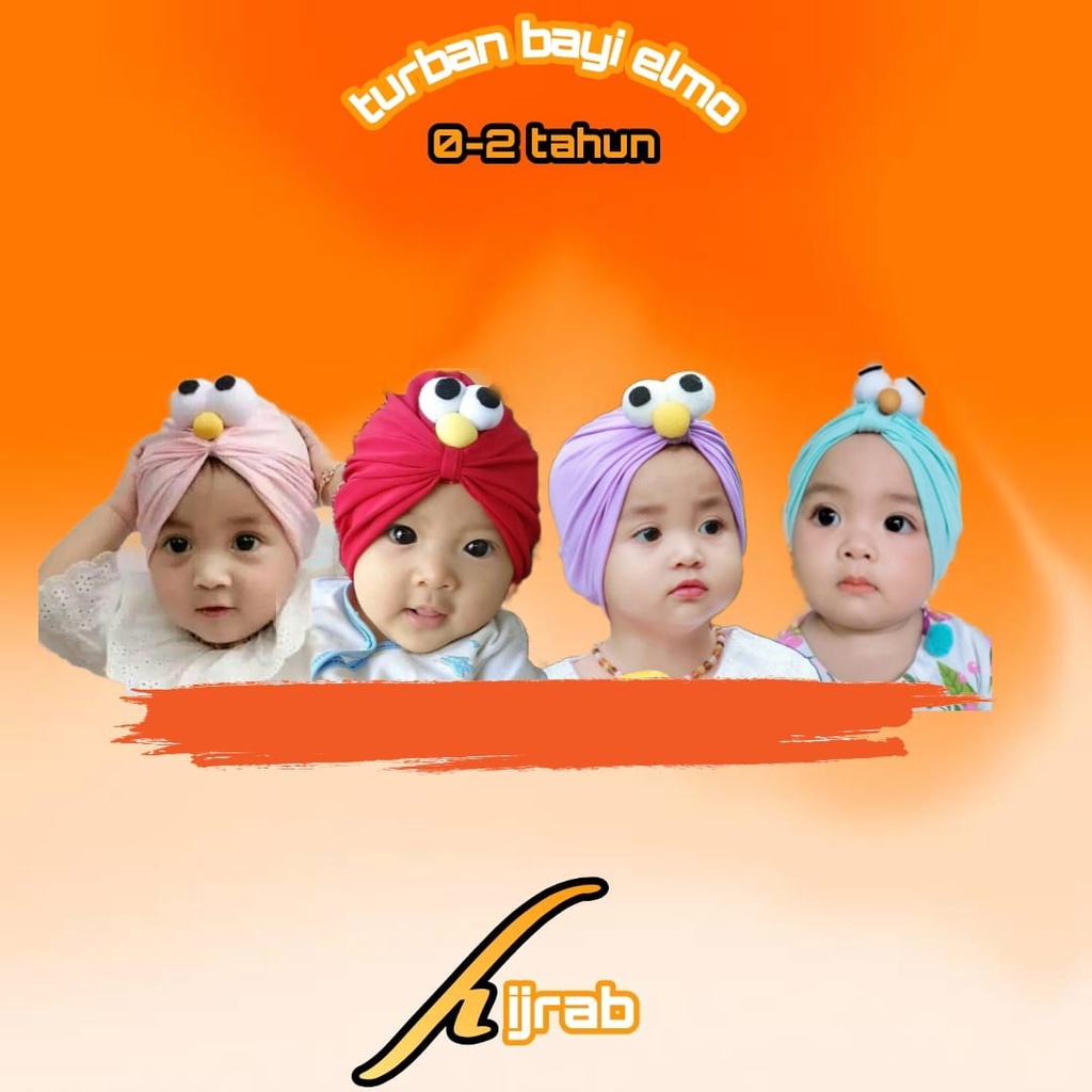 turban bayi perempuan model elmo umur 0 sampai 30 bulan
