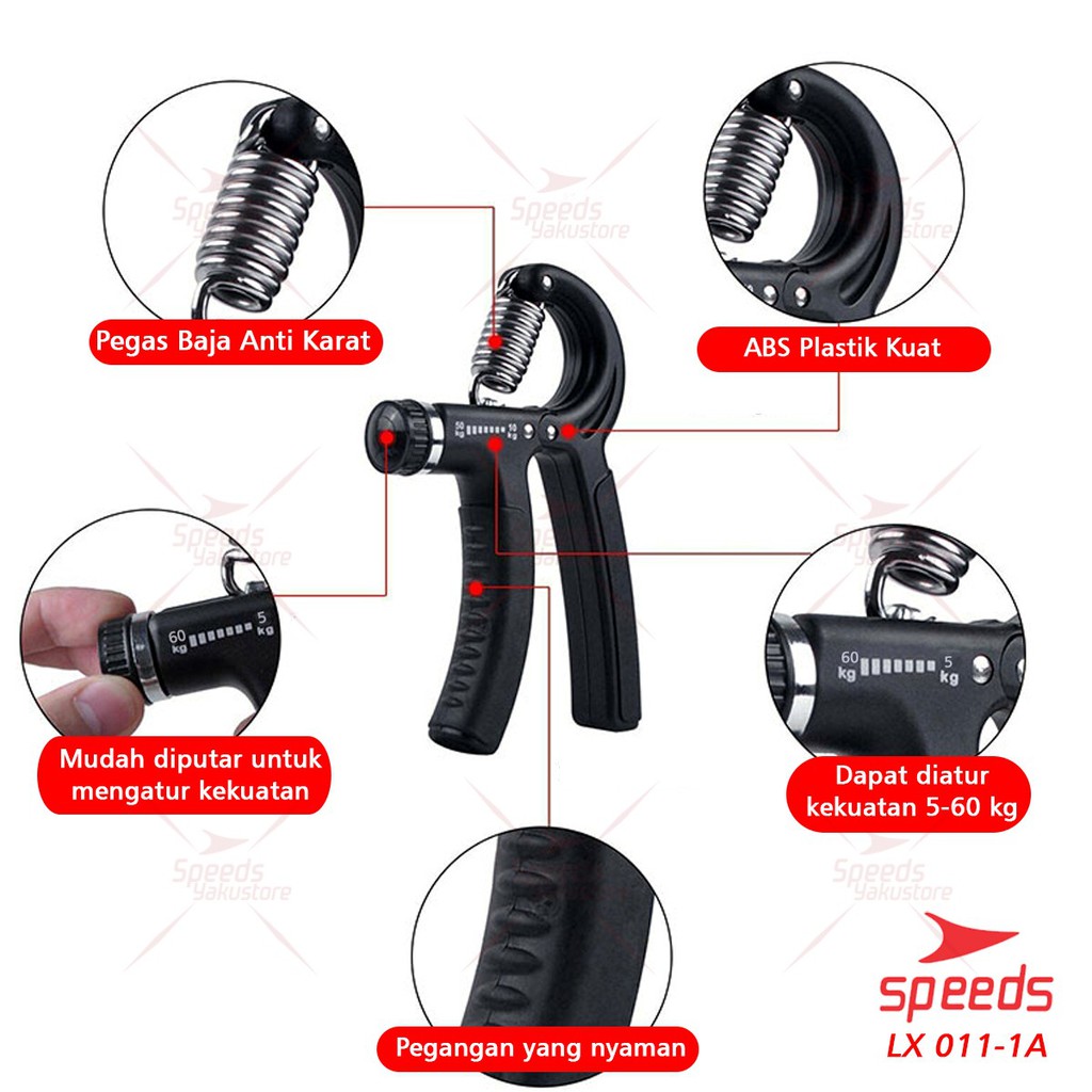 SPEEDS Handgrip Hand Grip 5-60 kg Alat bantu fitness Otot lengan Portable LX 011-1