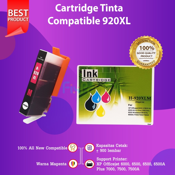 Cartridge Tinta 920XL 920 Black Cyan Magenta Yellow Compatible