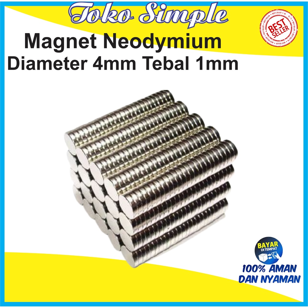 

Magnet Neodymium Bulat Koin Disc diameter 4mm Tebal 1mm