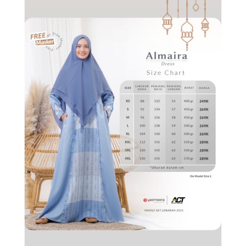 Gamis Almaira Dewasa Sarimbit Yasmeera