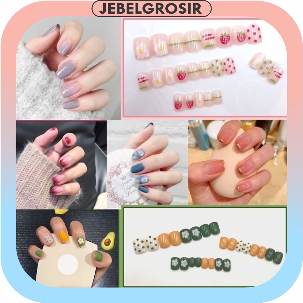 Kuku palsu baru stiker kuku tahan air Kuku palsu lucu 24 pcs Fake Nails Nailart 156