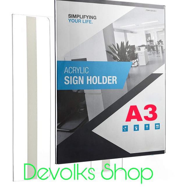 

(Bisa COD) TEMPAT BROSUR AKRILIK / AKRILIK TEMPEL / SIGN HOLDER AKRILIK A3 ME38L
