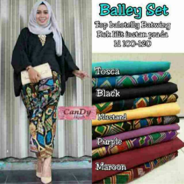 BALLEY SET KEBAYA ETNIC BATIK ATASAN BAWAHAN PAKAIAN WANITA ROK LILIT INSTAN PRADA