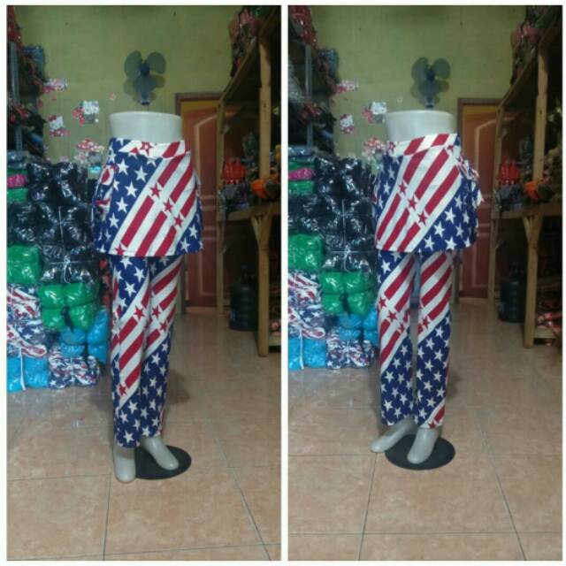 Celana rok kantong army merah/biru