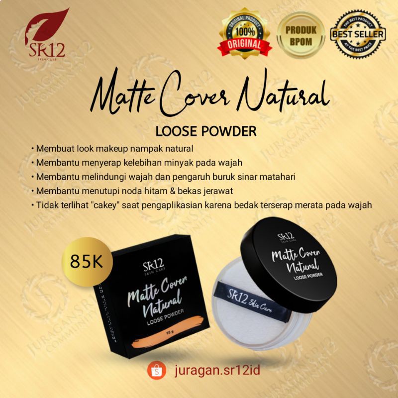 MATTE COVER NATURAL LOOSE POWDER SR12 / FACE POWDER BEDAK TABUR WITH SPF