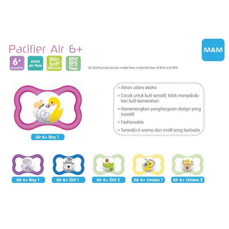 MAM Baby Pacifier Air 0+ 6+ Orthodontic | Empeng Bayi MAM Austria