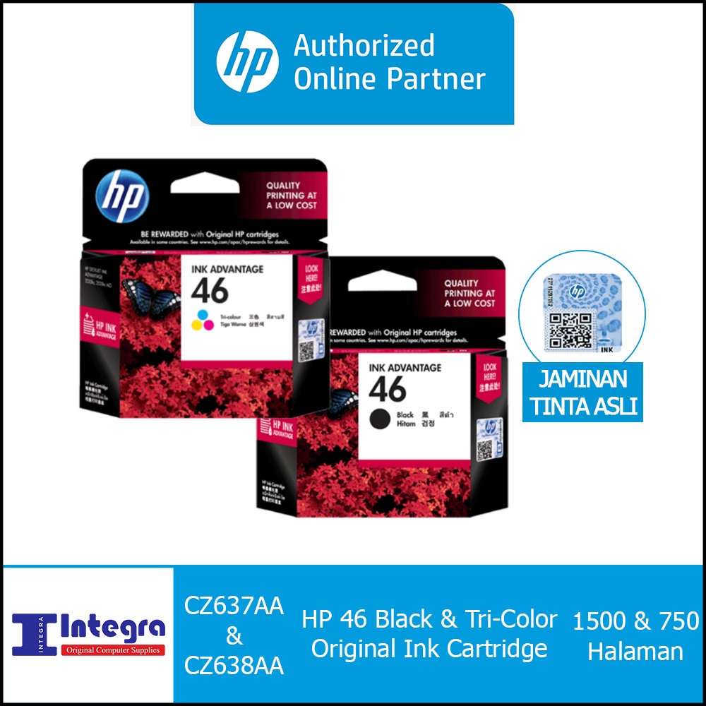 Tinta HP 1 Set 46 (Black &amp; Colour) Original Cartridge