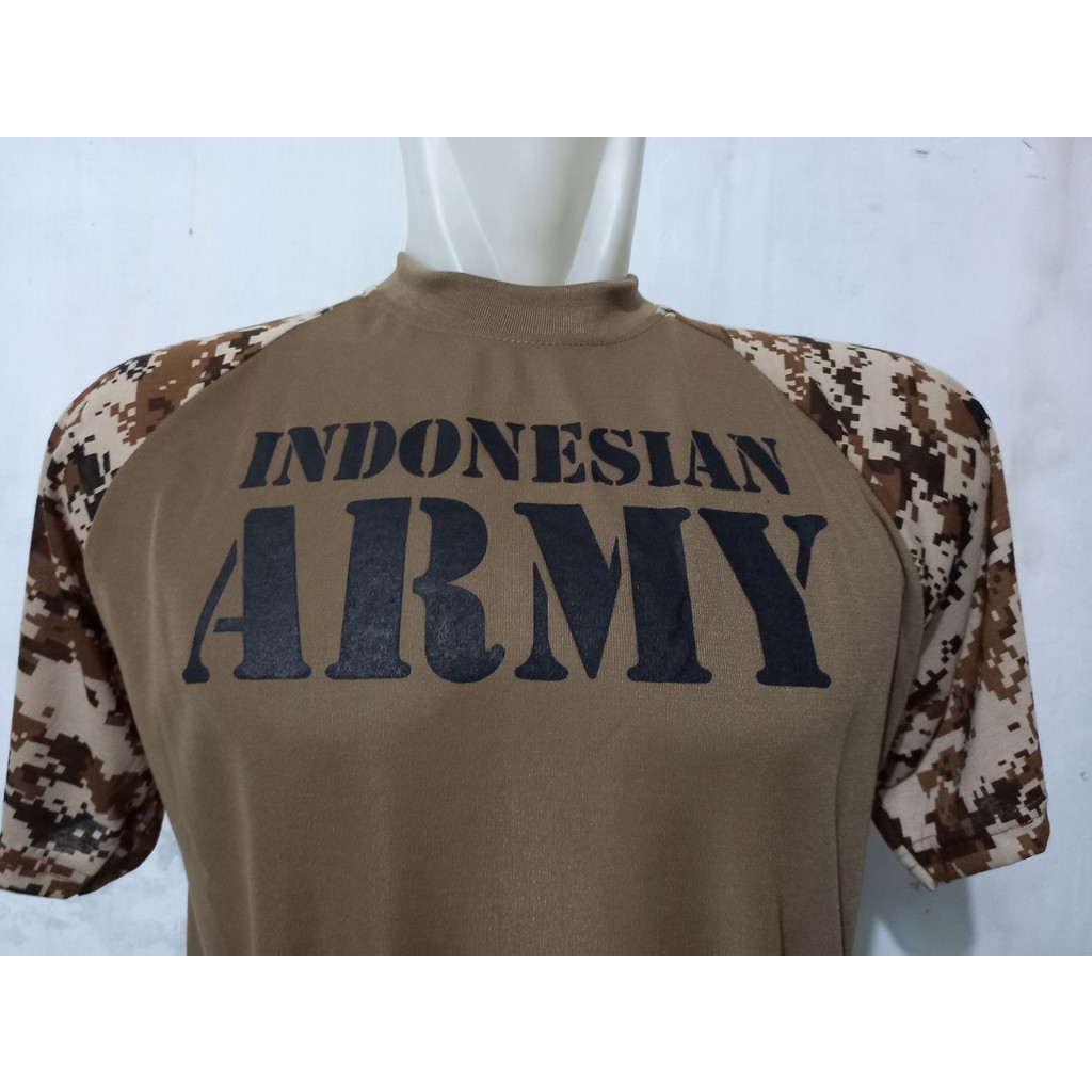 Kaos Oblong Sablon INDONESIAN ARMY Kombinasi Doreng Gurun